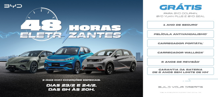 BYD promove 48 horas eletrizantes de ofertas especiais